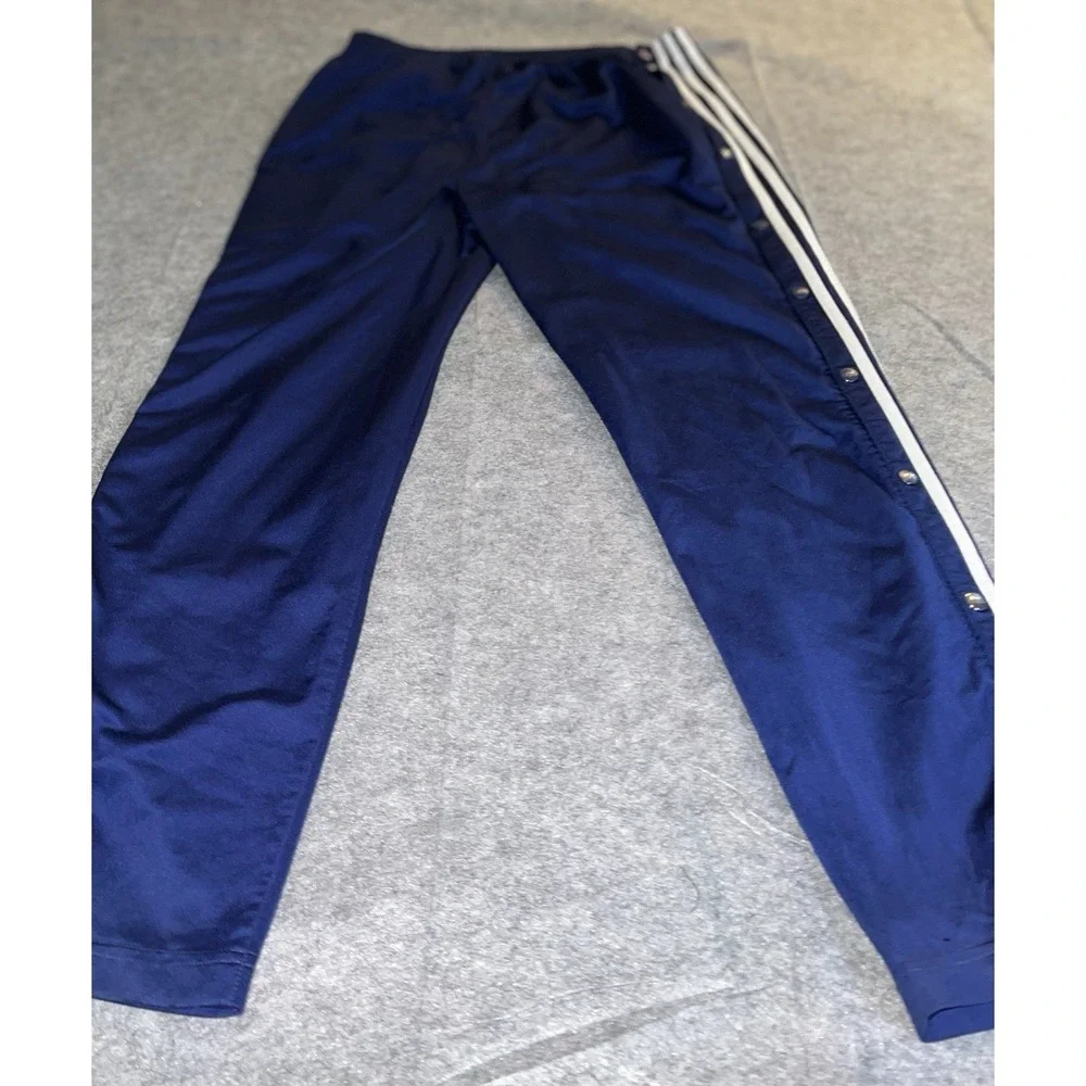 VTG Adidas Snap Tearaway Track Pants Navy Blue Breakaway Mens XL